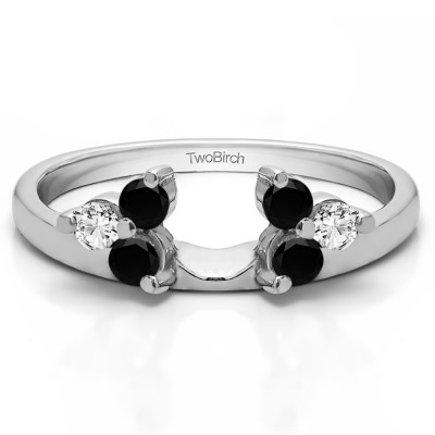0.33 Ct. Black and White Three Stone Cluster Ring Wrap Enhancer