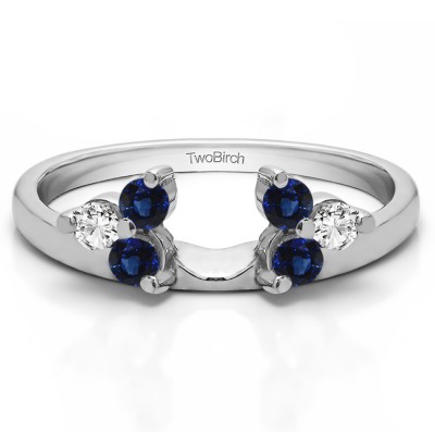0.12 Ct. Sapphire and Diamond Three Stone Cluster Ring Wrap Enhancer