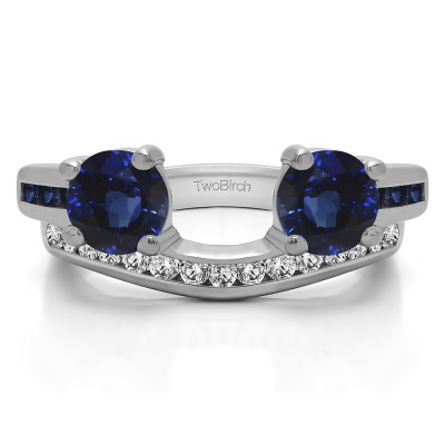 0.65 Ct. Sapphire and Diamond Two Stone Ring Wrap with Channel Set Band