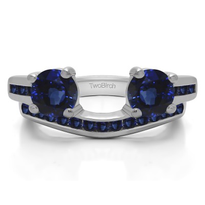 0.65 Ct. Sapphire Two Stone Ring Wrap with Channel Set Band