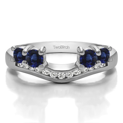 0.34 Ct. Sapphire and Diamond Four Stone Solitaire Anniversary Ring Wrap Enhancer