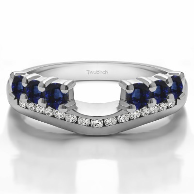 0.49 Ct. Sapphire and Diamond Six Stone Anniversary Ring Wrap with Channel Set Band