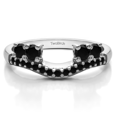0.49 Ct. Black Shared Prong Contour Four Stone Anniversary Ring Wrap
