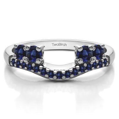 0.49 Ct. Sapphire Shared Prong Contour Four Stone Anniversary Ring Wrap