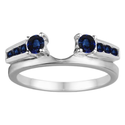 0.4 Ct. Sapphire Round Channel and Prong Set Solitaire Ring Wrap