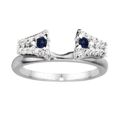 0.3 Ct. Sapphire and Diamond Double Row ring wrap