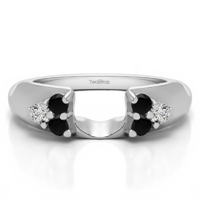 0.75 Ct. Black and White Cluster Prong Wedding ring wrap