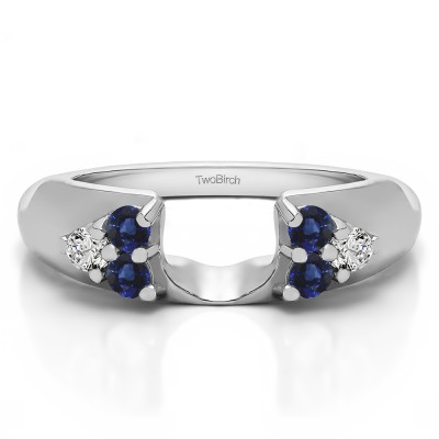 0.24 Ct. Sapphire and Diamond Cluster Prong Wedding ring wrap