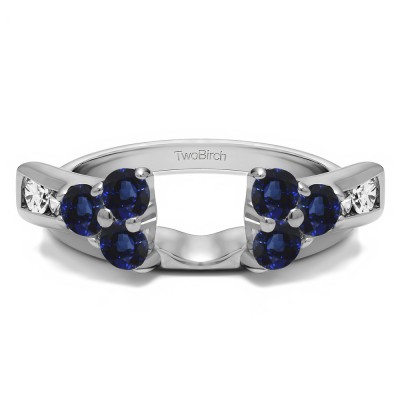 0.34 Ct. Sapphire and Diamond Prong Cluster and Channel Set Ring Wrap Enhancer