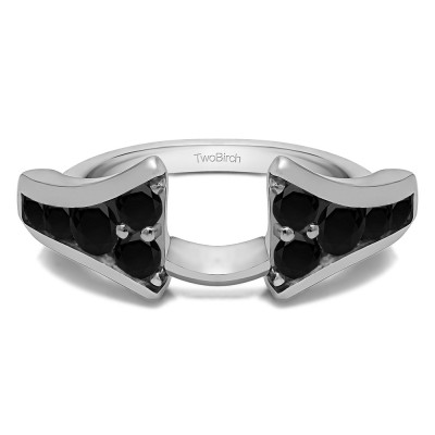 0.25 Ct. Black Round Chevron Wedding Ring Wrap Enhancer