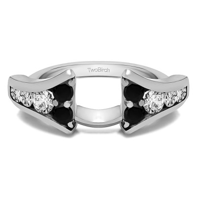 1 Ct. Black and White Round Chevron Wedding Ring Wrap Enhancer