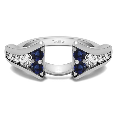 0.25 Ct. Sapphire and Diamond Round Chevron Wedding Ring Wrap Enhancer