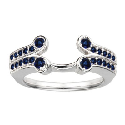 0.5 Ct. Sapphire Bezel Y Double Row Solitaire Ring Wrap
