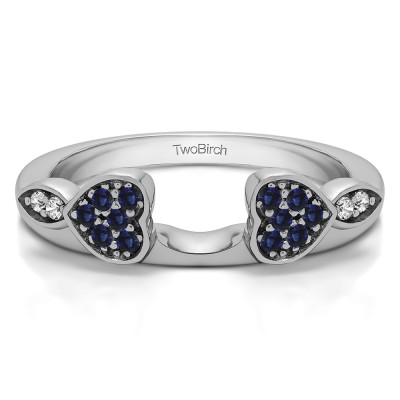 0.16 Ct. Sapphire and Diamond Heart Shaped Anniversary Ring Wrap