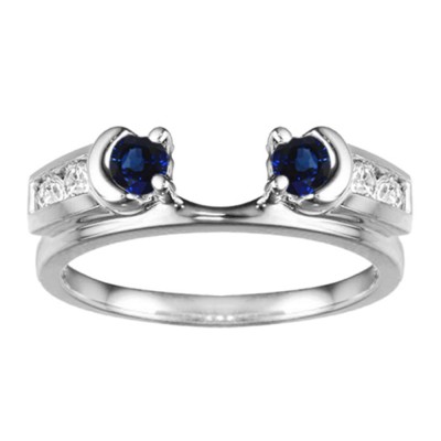 0.48 Ct. Sapphire and Diamond Illusion Half Moon Ring Wrap Enhancer