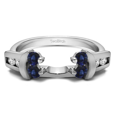 0.42 Ct. Sapphire and Diamond Prong and Channel Round Wedding Jacket Ring