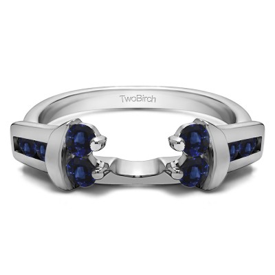 0.42 Ct. Sapphire Prong and Channel Round Wedding Jacket Ring