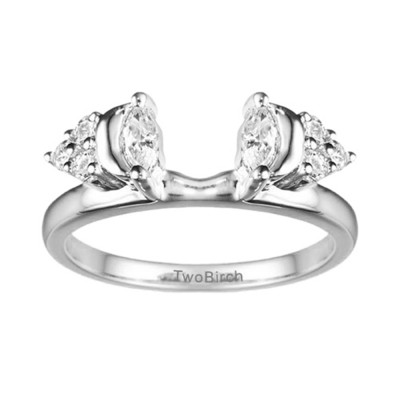 0.5 Ct. Moon Shaped Marquise and Round Cluster Solitaire Ring Wrap