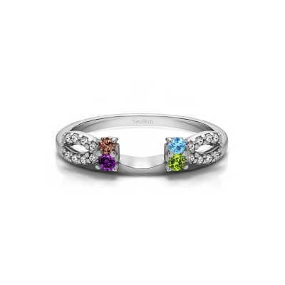 Genuine Birthstone Delicate Bow Style Ring Wrap(0.2 Carat)