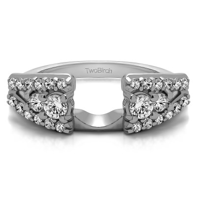 0.44 Ct. Triple Row Round Ring Wrap With Cubic Zirconia Mounted in Sterling Silver.(Size 5.75)