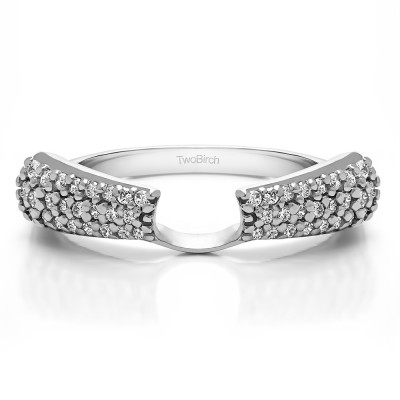 0.29 Ct. Three Row Pave Set Solitaire Ring Wrap With Cubic Zirconia Mounted in Sterling Silver.(Size 6.5)