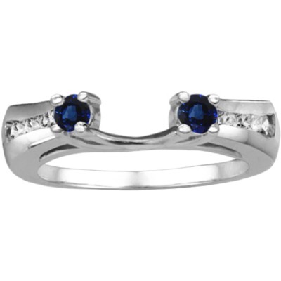 0.18 Ct. Sapphire and Diamond Round Prong and Channel ring wrap