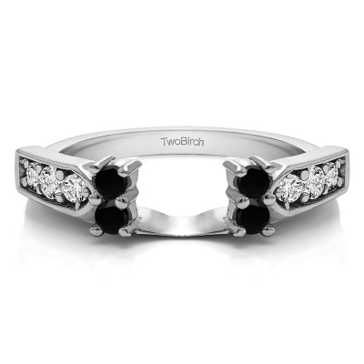 0.33 Ct. Black and White Millgrained Prong and Channel Ring Wrap