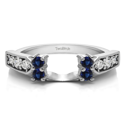 0.33 Ct. Sapphire and Diamond Millgrained Prong and Channel Ring Wrap