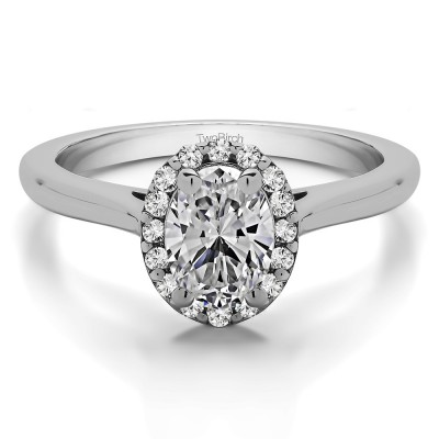Oval Halo Engagement Ring in White Gold