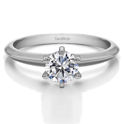 .25 Carat Six Prong Cubic Zirconia Solitaire Engagement Ring With Cubic Zirconia Mounted in Sterling Silver (Size 11.5)