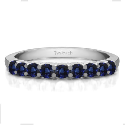 0.5 Carat Sapphire Double Shared Prong Thin Wedding Band