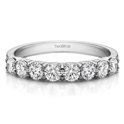 0.98 Carat Double Shared Prong Thin Wedding Band