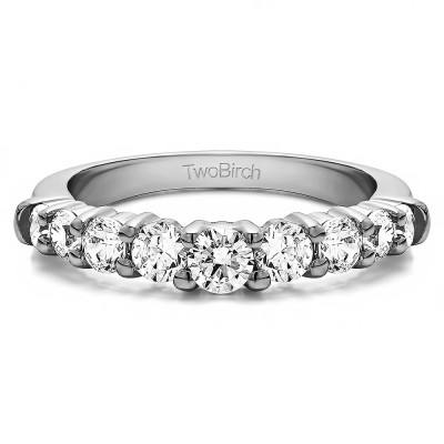 0.25 Ct. Nine Round Stone Double Shared Prong Curved Shadow Band With Cubic Zirconia Mounted in Sterling Silver.(Size 13)