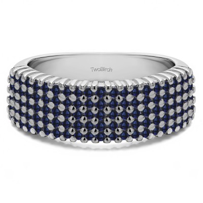 1 Carat Sapphire Multi Row Common Prong Wedding Ring
