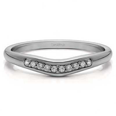 0.1 Ct. Ten Stone Thin Contour Wedding Band With Cubic Zirconia Mounted in Sterling Silver.(Size 9)