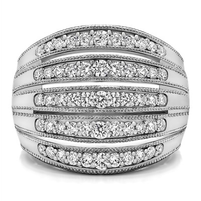 1 Carat Large Domed Milgrained Anniversary Band