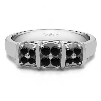 0.31 Carat Black Illusion Three Stone Wedding Ring