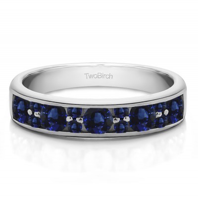 0.76 Carat Sapphire Alternating Large and Small Round Stone Wedding Ring