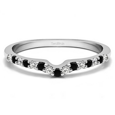 0.15 Ct. Black and White Delicate Notched Contour Band