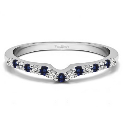 0.15 Ct. Sapphire and Diamond Delicate Notched Contour Band