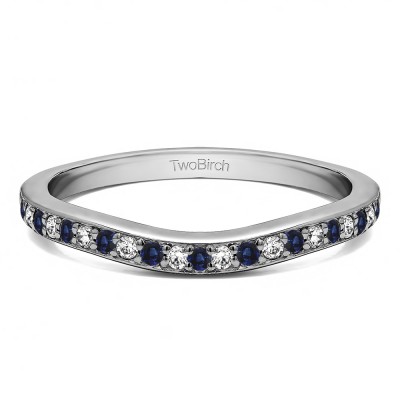 0.25 Ct. Sapphire and Diamond Dainty Curved Round Shared Prong Tracer Band