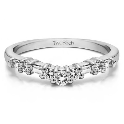 0.35 Ct. Alternating Baguette and Round Curved Wedding Ring With Cubic Zirconia Mounted in Sterling Silver