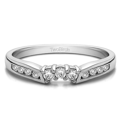 0.28 Ct. Round Prong and Channel Notched Band With Cubic Zirconia Mounted in Sterling Silver.(Size 4)
