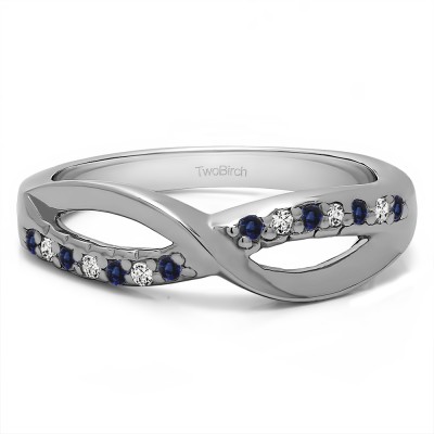 0.14 Carat Sapphire and Diamond Infinity Pave Set Wedding Ring