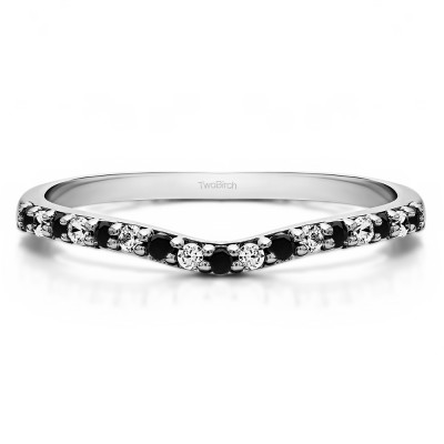 0.17 Ct. Black and White Delicate Contour Matching Wedding Ring