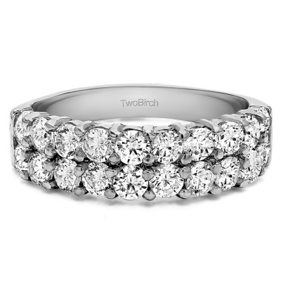 1.5 Carat Double Row Double Shared Prong Wedding Ring