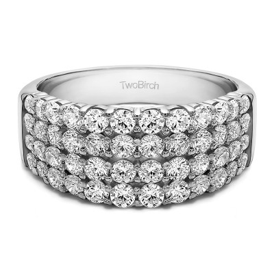 2.04 Carat Four Row Wide Domed Anniversary Ring