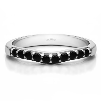 0.25 Ct. Black Ten Stone Curved Prong Set Wedding Ring