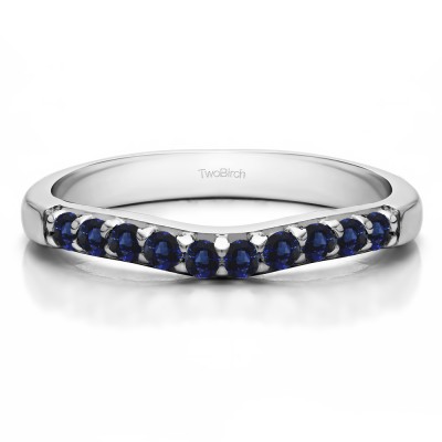 0.25 Ct. Sapphire Ten Stone Curved Prong Set Wedding Ring