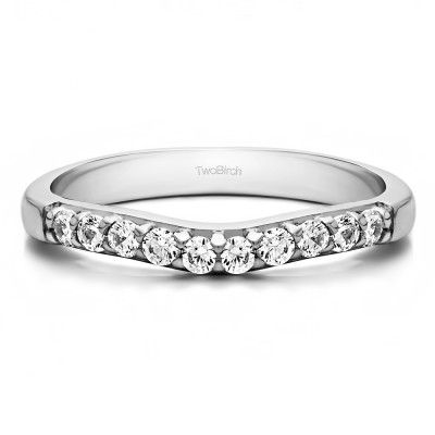 0.25 Ct. Ten Stone Curved Prong Set Wedding Ring